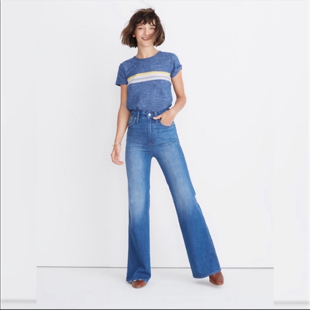 🫐Madewell 11” High-Rise Flare Adorable 70's Retro Denim Blue Jeans 30” 👖✌️